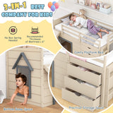 Costway Twin Loft Bed w/ Slide Ladder Drawers for Kids Teens 74651298 New