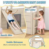 Costway Twin Loft Bed w/ Slide Ladder Drawers for Kids Teens 74651298 New