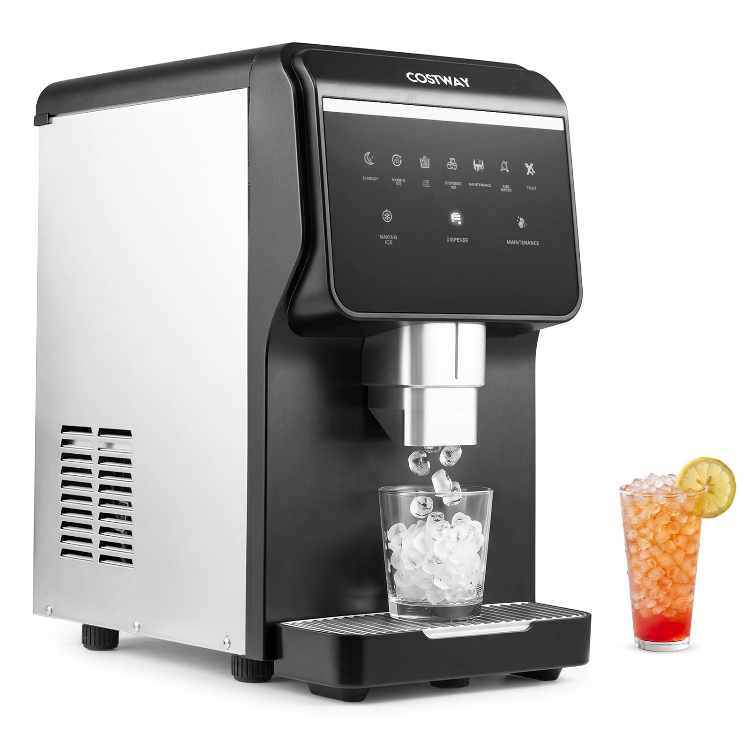 Costway Nugget Ice Maker Self Dispensing 80 lbs/Day Chewable Pellet Machine 43935625 New