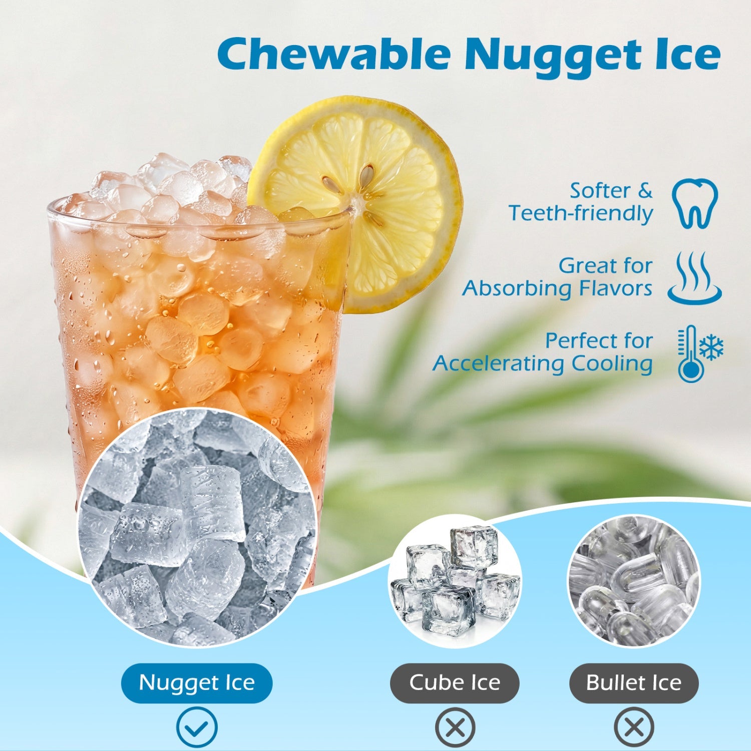 Costway Nugget Ice Maker Self Dispensing 80 lbs/Day Chewable Pellet Machine 43935625 New