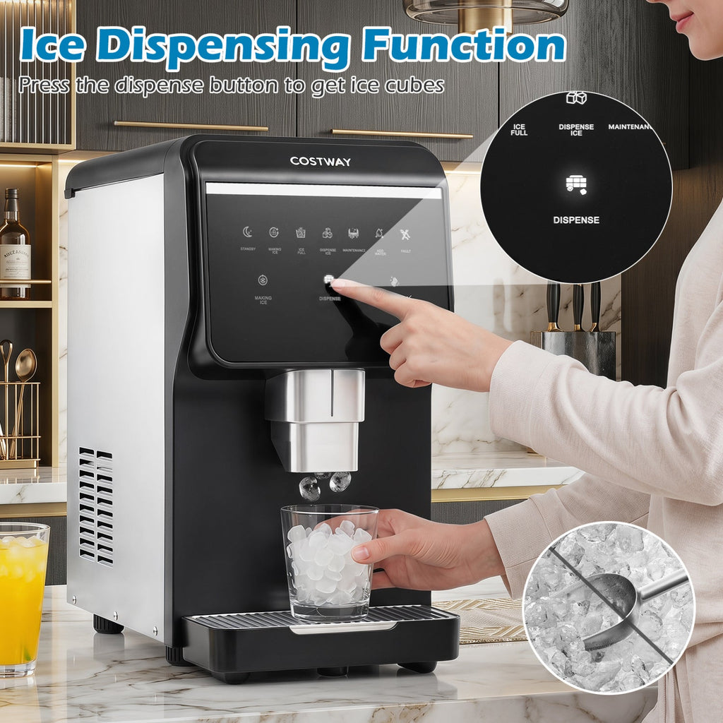 Costway Nugget Ice Maker Self Dispensing 80 lbs/Day Chewable Pellet Machine 43935625 New