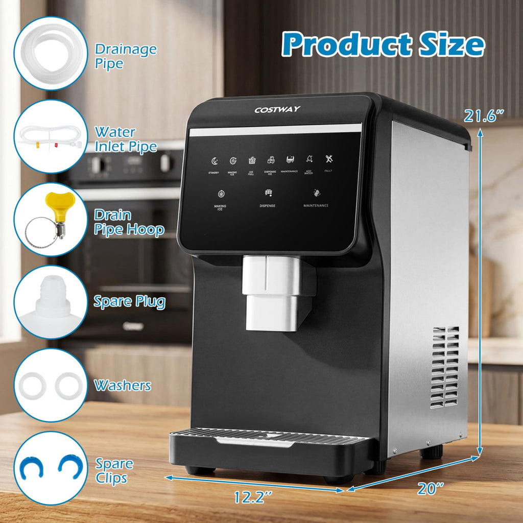 Costway Nugget Ice Maker Self Dispensing 80 lbs/Day Chewable Pellet Machine 43935625 New
