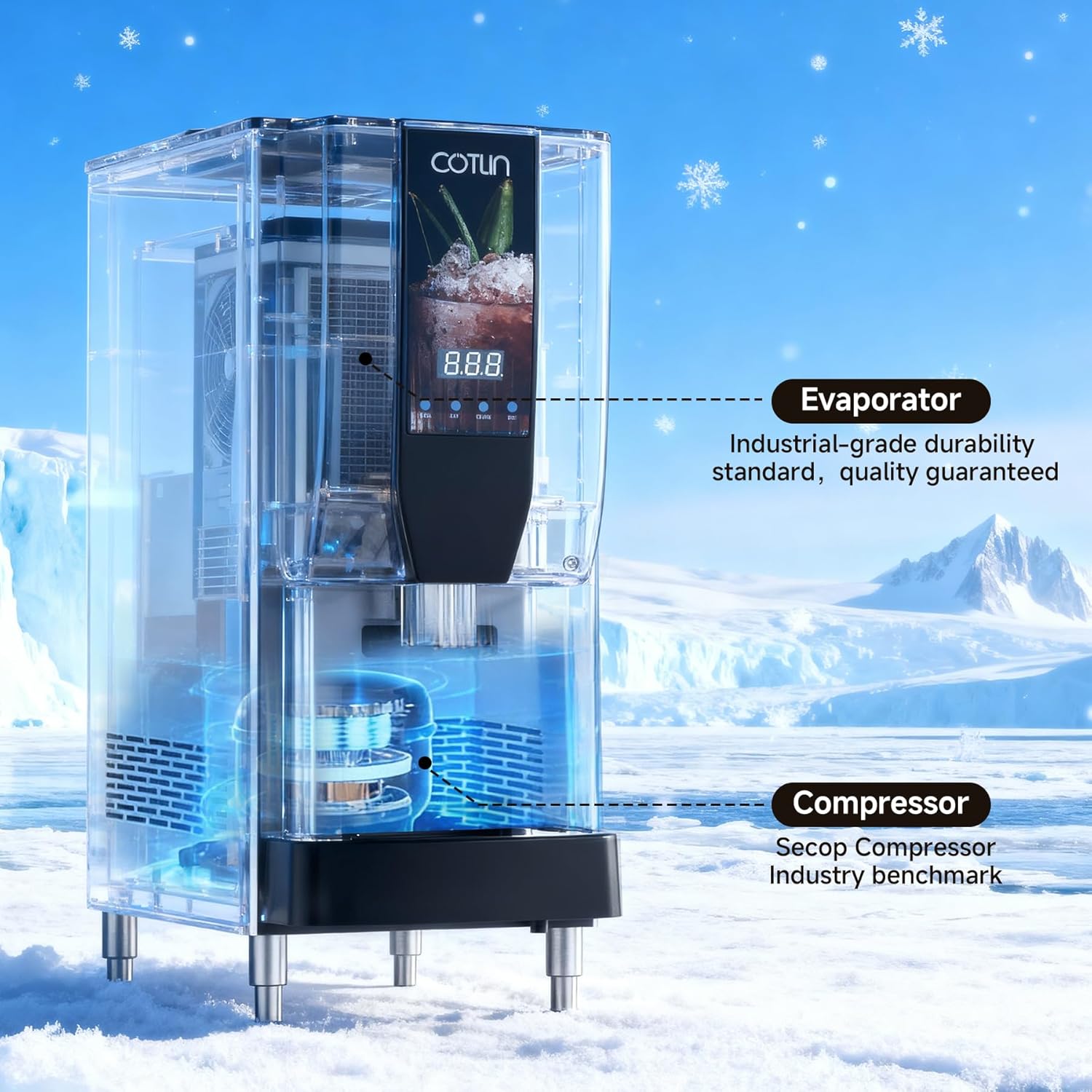 Cotlin HBB100 Nugget Ice & Water Dispenser 3-in-1 Touchless Scratch and Dent