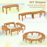 Costway 2-Person Outdoor Curved Acacia Wood Garden Bench Set of 7 814672935 New