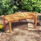 Costway 2-Person Outdoor Curved Acacia Wood Garden Bench Set of 7 814672935 New