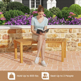 Costway 2-Person Outdoor Curved Acacia Wood Garden Bench Set of 7 814672935 New