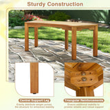 Costway 2-Person Outdoor Curved Acacia Wood Garden Bench Set of 7 814672935 New