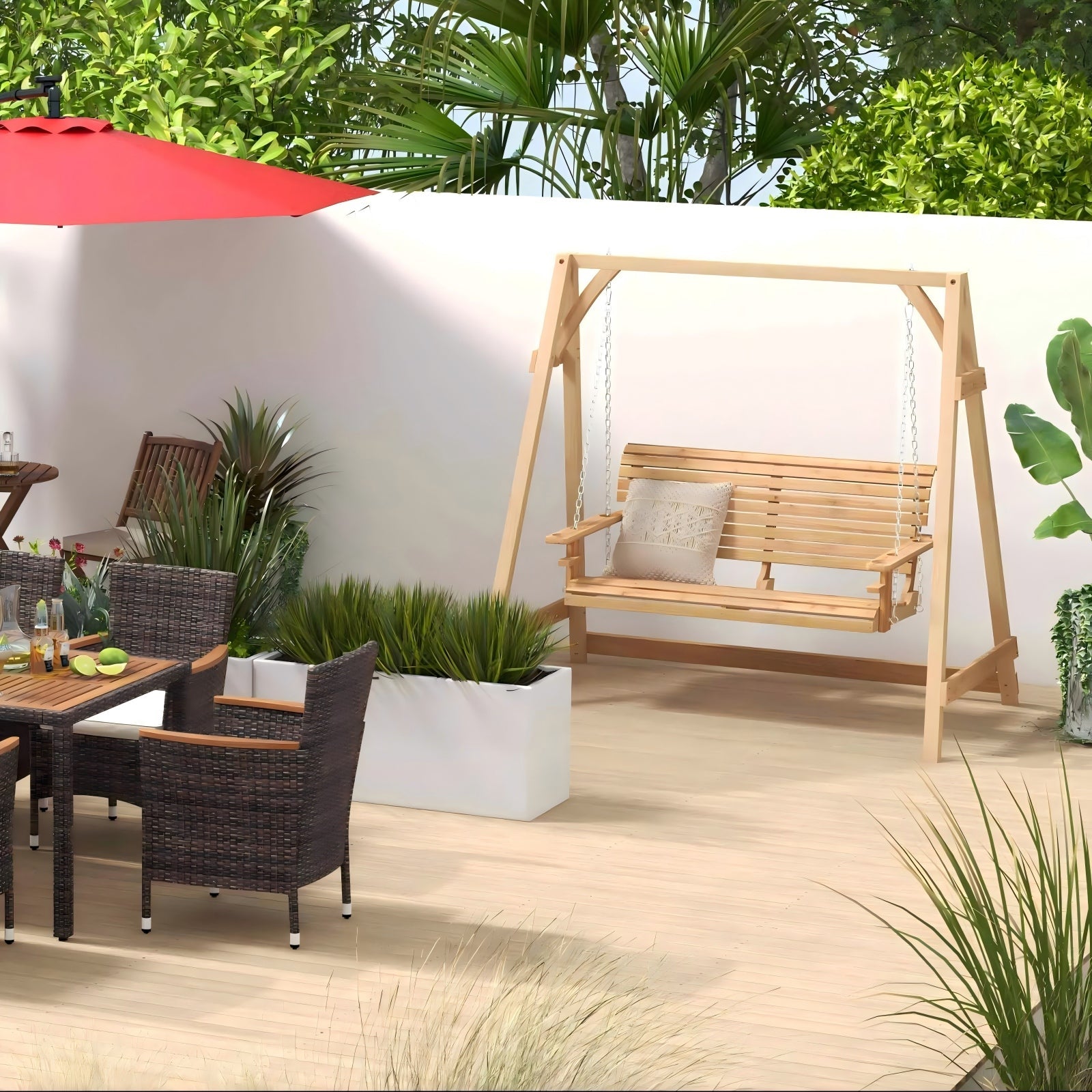 Costway Outdoor Patio Furniture Bundle Set Umbrella Swing Bistro 97764753 New