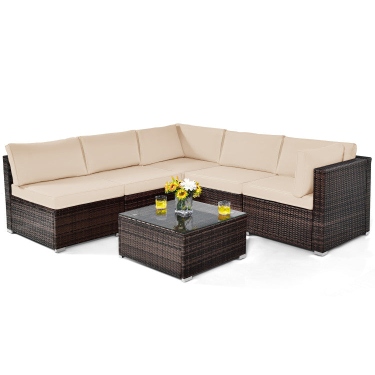 Costway Outdoor Rattan Patio Furniture Set with Hardtop Gazebo 61886735 New