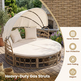 Costway Outdoor Patio Daybed Retractable Canopy Cushions Wicker Rattan Chaise Lounge 86235604 New
