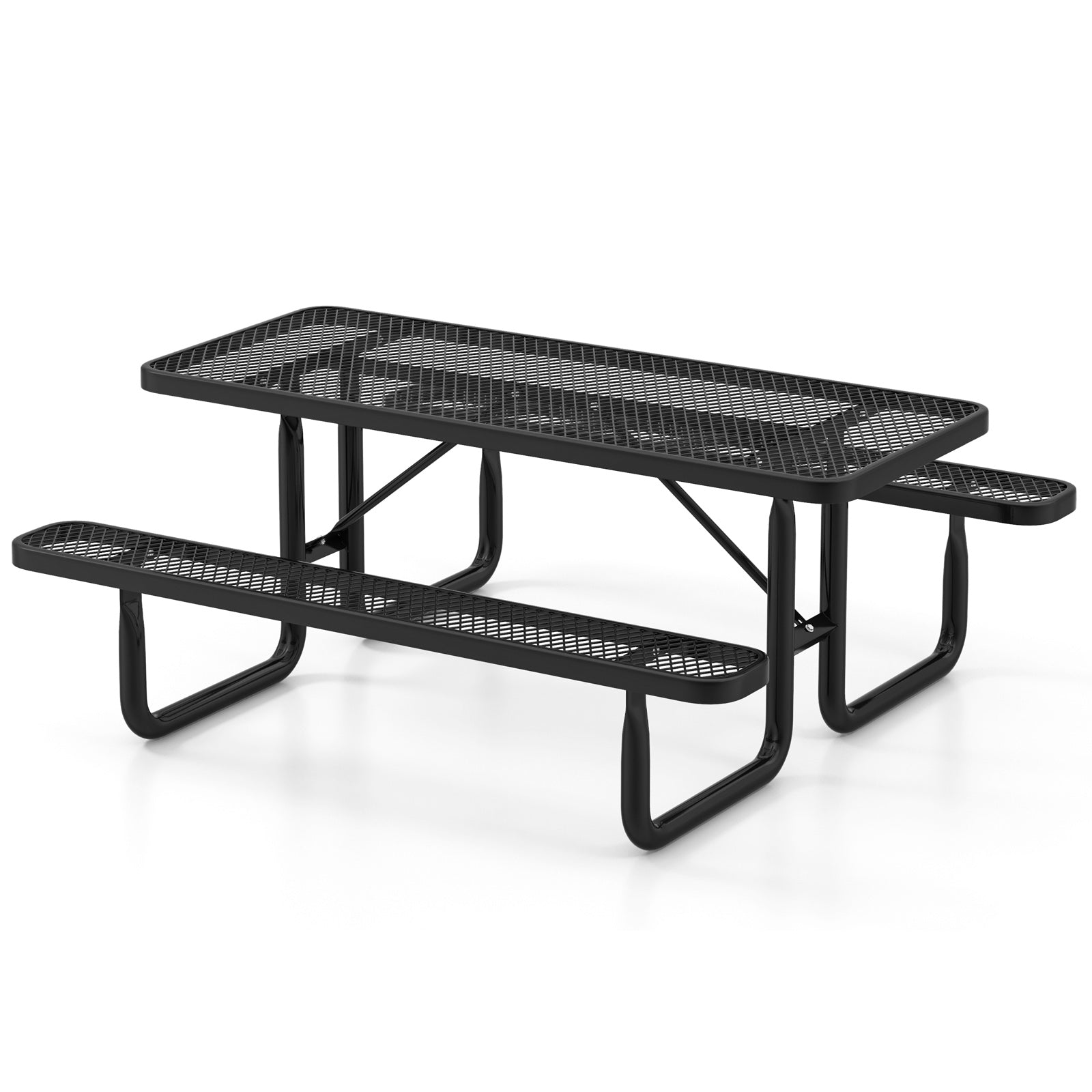 Costway Outdoor Picnic Table Bench Set for 8 Black 54367812 New