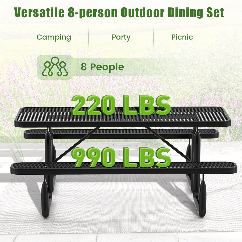 Costway Outdoor Picnic Table Bench Set for 8 Black 54367812 New