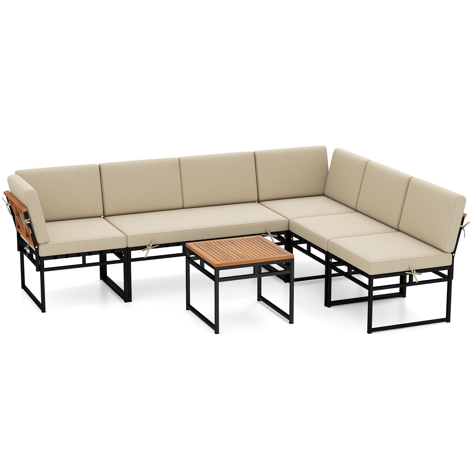 Costway 6 Piece Outdoor Sectional Sofa Set with Cushions Beige 167392845 New