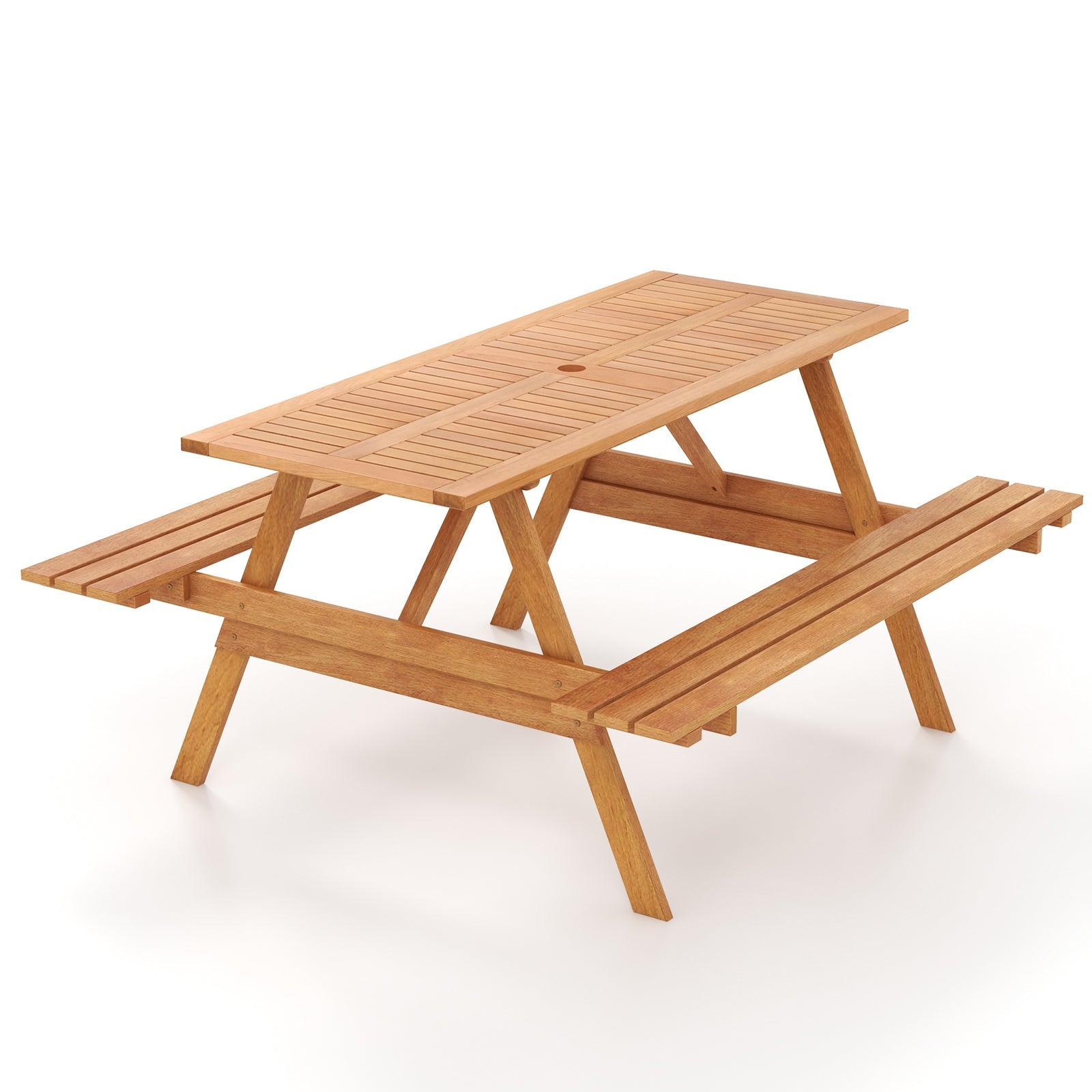 Costway Outdoor Wood Picnic Table Benches Bar Table 2 Stools 96236153 New