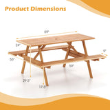 Costway Outdoor Wood Picnic Table Benches Bar Table 2 Stools 96236153 New