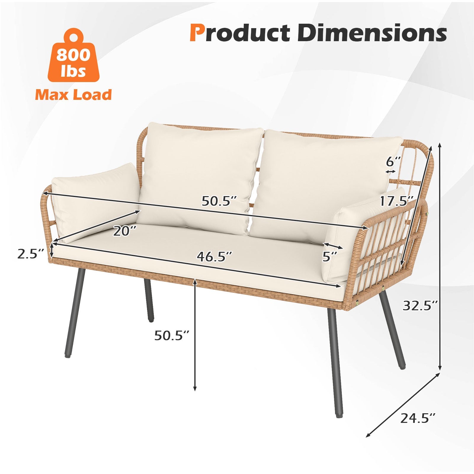 Costway Rattan Egg Lounge Chair & 2-Seat Sofa Patio Furniture Set 60199632 New