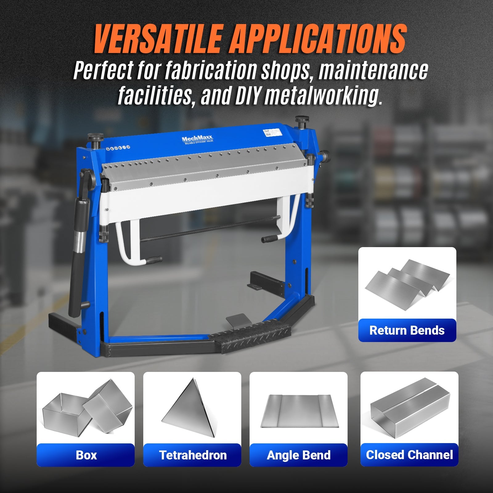 50-Inch Foot Clamp Pan and Box Brake, Light Duty Sheet Metal Folding Machine, 0–135° Bending Angle, 1.9" Clamping Lift, 2" Box Depth PBA5014