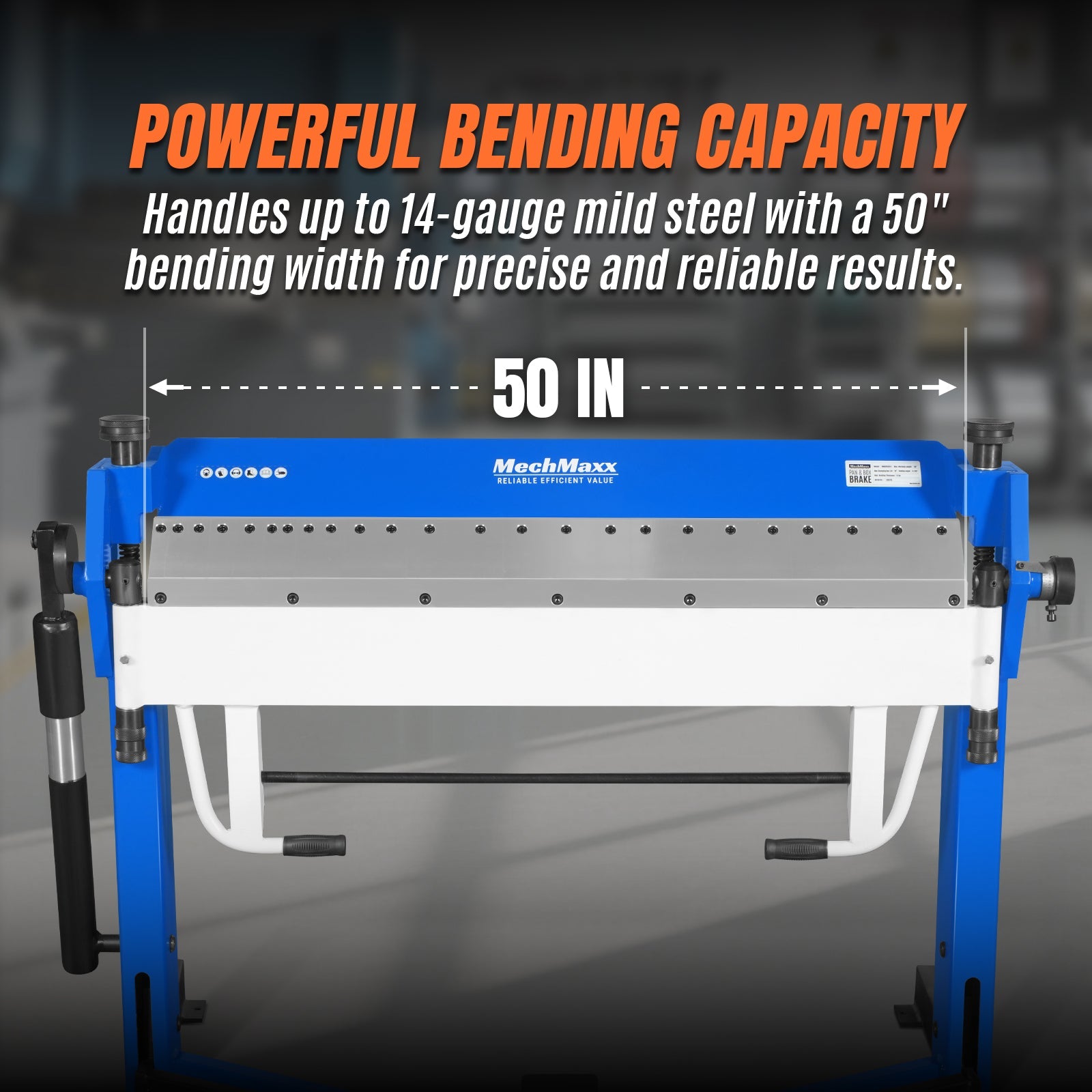 50-Inch Foot Clamp Pan and Box Brake, Light Duty Sheet Metal Folding Machine, 0–135° Bending Angle, 1.9" Clamping Lift, 2" Box Depth PBA5014