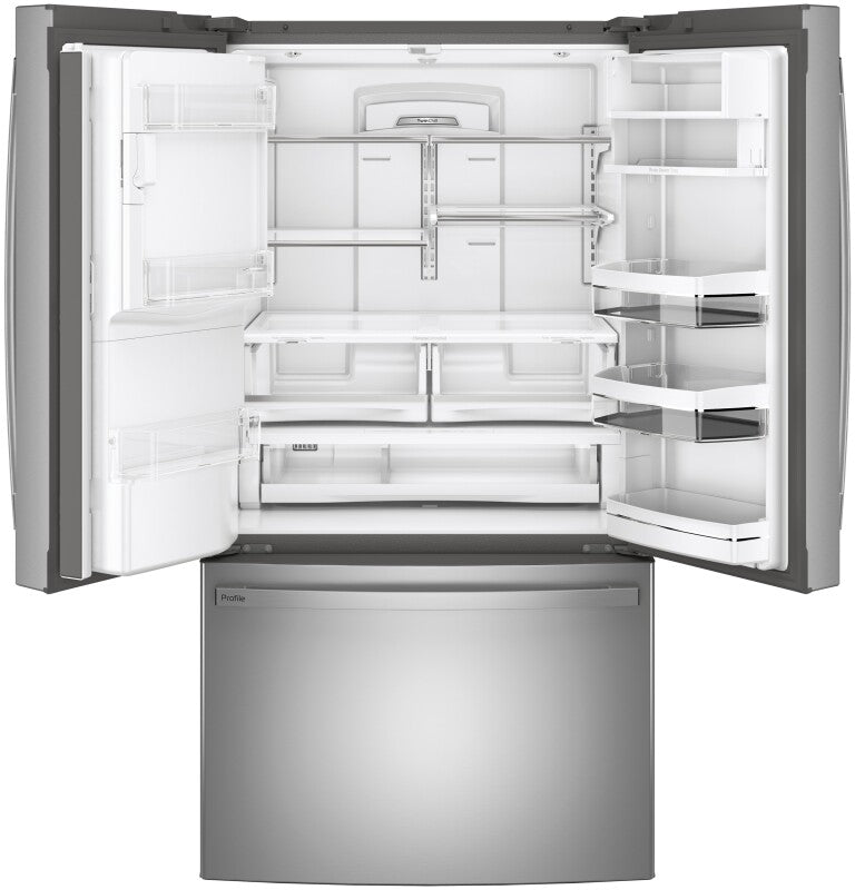 GE Profile  27.7 Cu. Ft. Fingerprint Resistant French-Door Refrigerator with Hands-Free AutoFill - Fingerprint Resistant Stainless Steel (PFE28KYNFS)