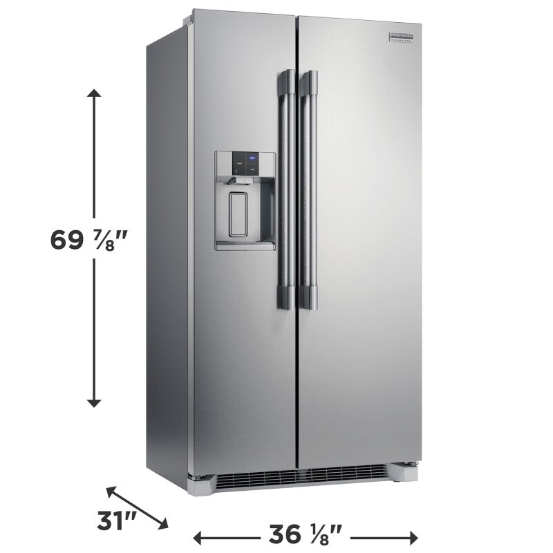Frigidaire Professional  22 Cu. Ft. 36" Counter-Depth Side-by-Side Refrigerator - Stainless Steel (PRSC2222AF)