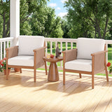 Costway Patio Acacia Wood Dining Chair Set of 4 Rope Armrests Cushions 42903549 New