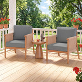 Costway Patio Acacia Wood Dining Chair Set of 4 Rope Armrests Cushions 42903549 New