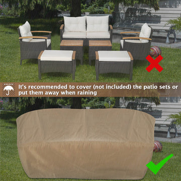 Costway 7-Piece Rattan Patio Sofa Set Acacia Wood Tabletop Armrests 83476215 New