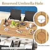 Costway 7-Pc Patio Dining Set Acacia Wood Table Porch Backyard Garden Poolside 47826935 New
