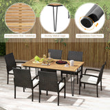 Costway 7-Pc Patio Dining Set Acacia Wood Table Porch Backyard Garden Poolside 47826935 New