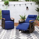Costway Set of 2 Patio Rattan 360° Swivel Recliner Chaise Lounge Chairs Adjustable Backrest Footrest 86361582 New