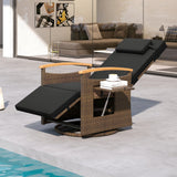 Costway Set of 2 Patio Rattan 360° Swivel Recliner Chaise Lounge Chairs Adjustable Backrest Footrest 86361582 New