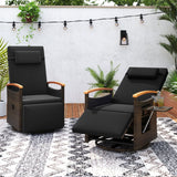 Costway Set of 2 Patio Rattan 360° Swivel Recliner Chaise Lounge Chairs Adjustable Backrest Footrest 86361582 New