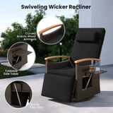 Costway Set of 2 Patio Rattan 360° Swivel Recliner Chaise Lounge Chairs Adjustable Backrest Footrest 86361582 New