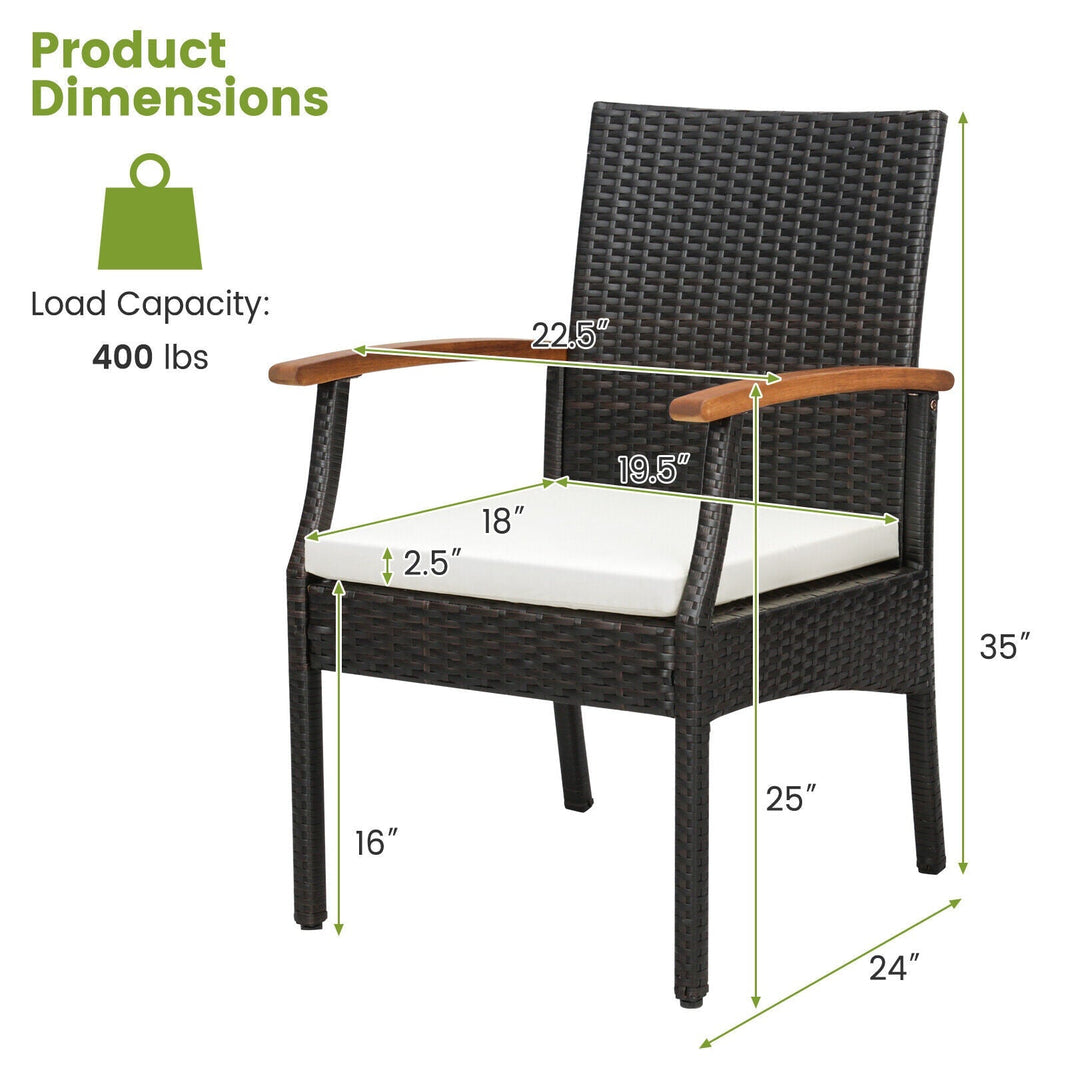 Costway 7-Piece Patio Wicker Cushioned Dining Set w/ Wood Armrests & Umbrella Hole 76593241 New