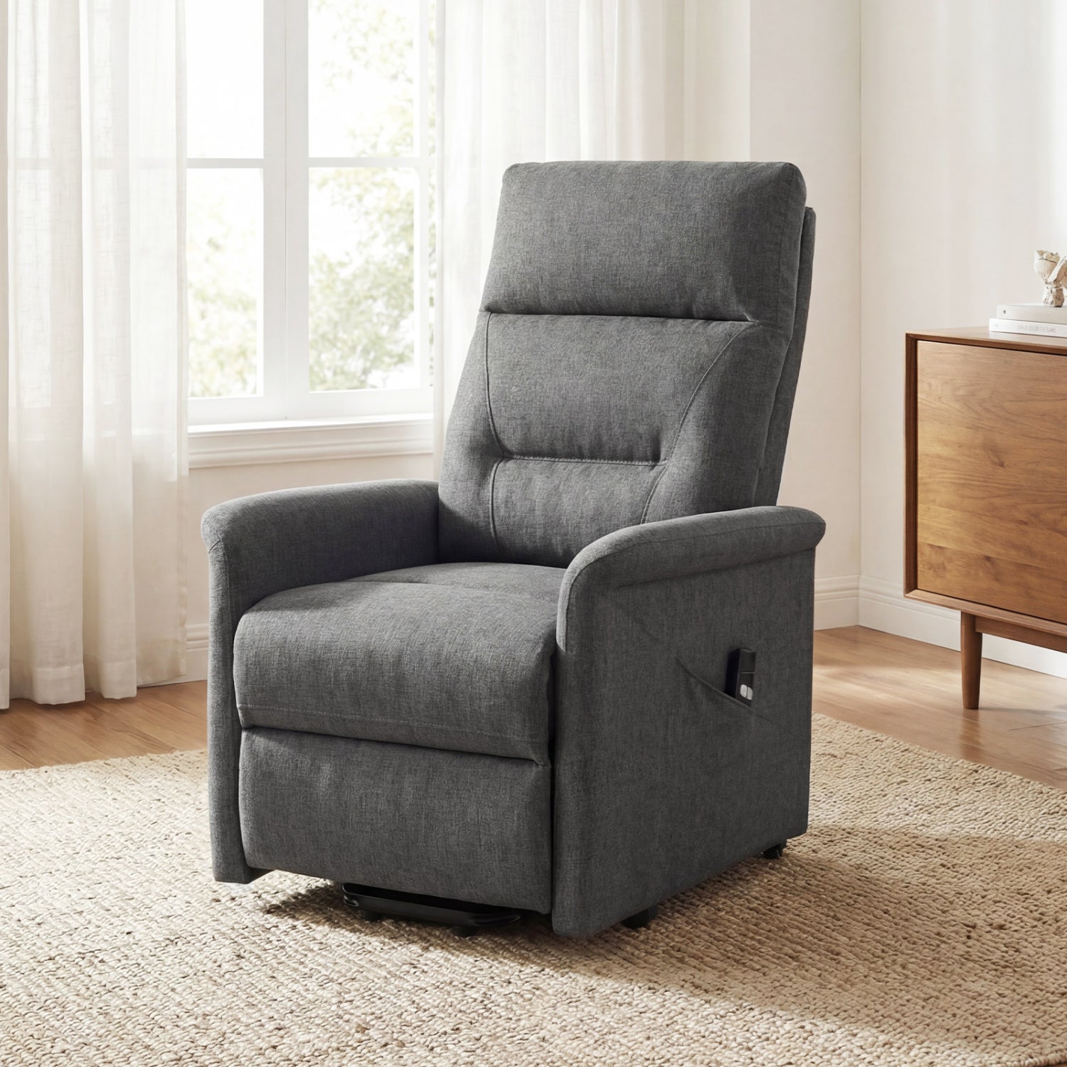 Costway Power Lift Recliner Chair Elderly Remote Side Pocket 22208233 New