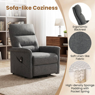 Costway Power Lift Recliner Chair Elderly Remote Side Pocket 22208233 New