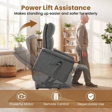 Costway Power Lift Recliner Chair Elderly Remote Side Pocket 22208233 New