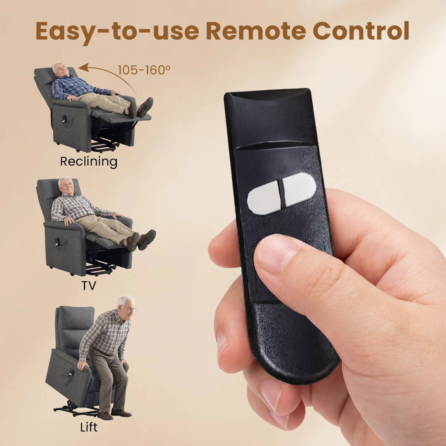 Costway Power Lift Recliner Chair Elderly Remote Side Pocket 22208233 New