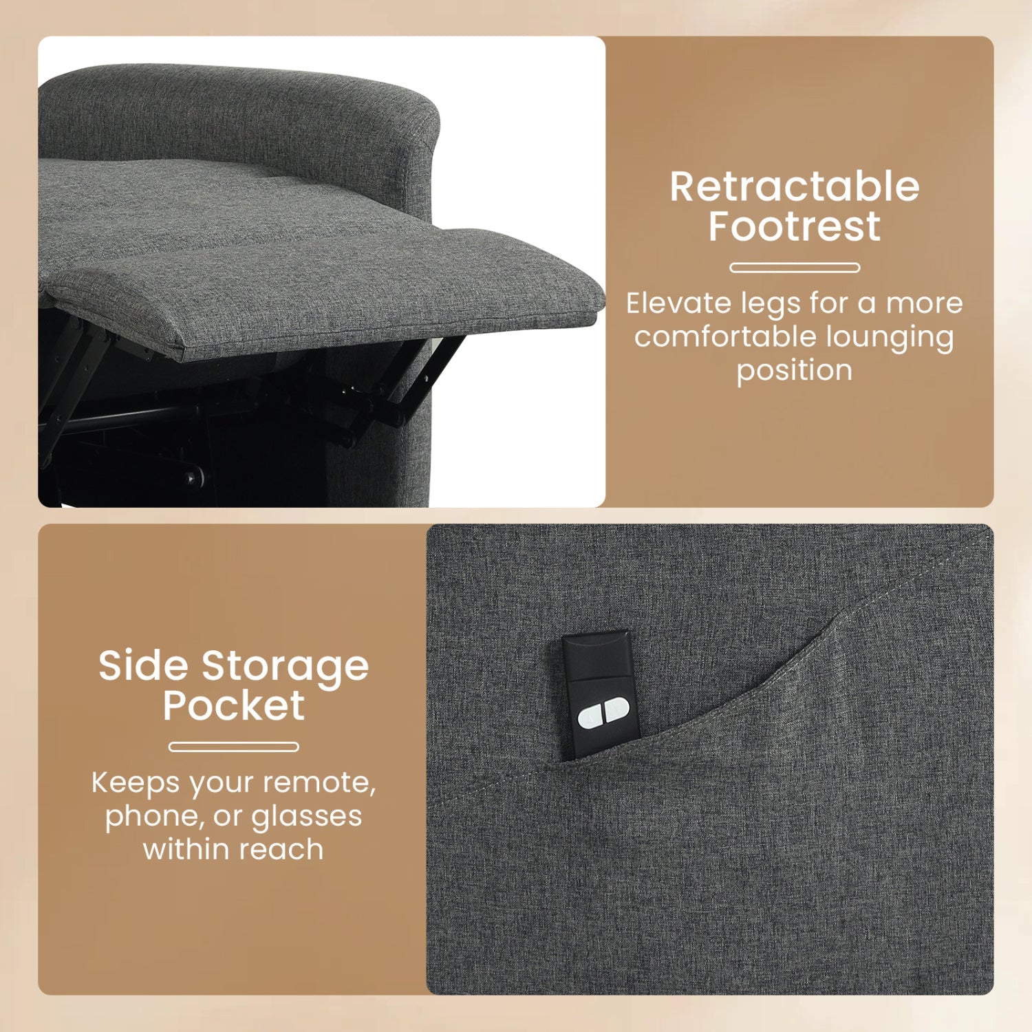 Costway Power Lift Recliner Chair Elderly Remote Side Pocket 22208233 New