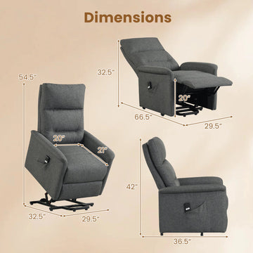 Costway Power Lift Recliner Chair Elderly Remote Side Pocket 22208233 New