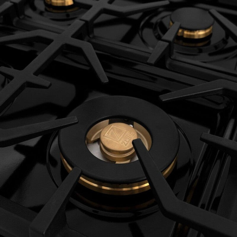 ZLINE  Autograph Edition 60 In. 7.4 Cu. Ft. Legacy Dual Fuel Range With 9 Burner Gas Cooktop And 2 Electric Convection Ovens In Stainless Steel And Champagne Bronze Accents - Stainless Steel (RAZ60CB)