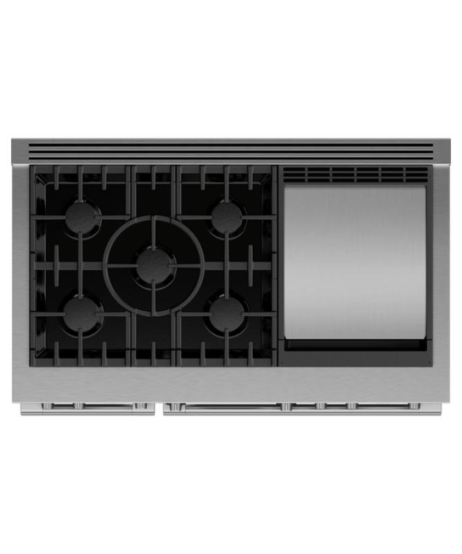 Fisher Paykel  Dual Fuel Range, 48", 5 Burners with Griddle, Self-cleaning - Stainless Steel (RDV3485GDN)