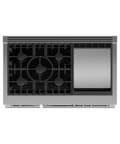 Fisher Paykel  Dual Fuel Range, 48", 5 Burners with Griddle, Self-cleaning - Stainless Steel (RDV3485GDN)