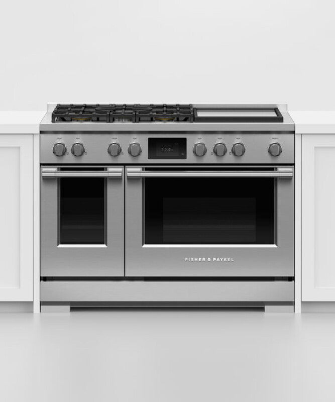 Fisher Paykel  Dual Fuel Range, 48", 5 Burners with Griddle, Self-cleaning - Stainless Steel (RDV3485GDN)