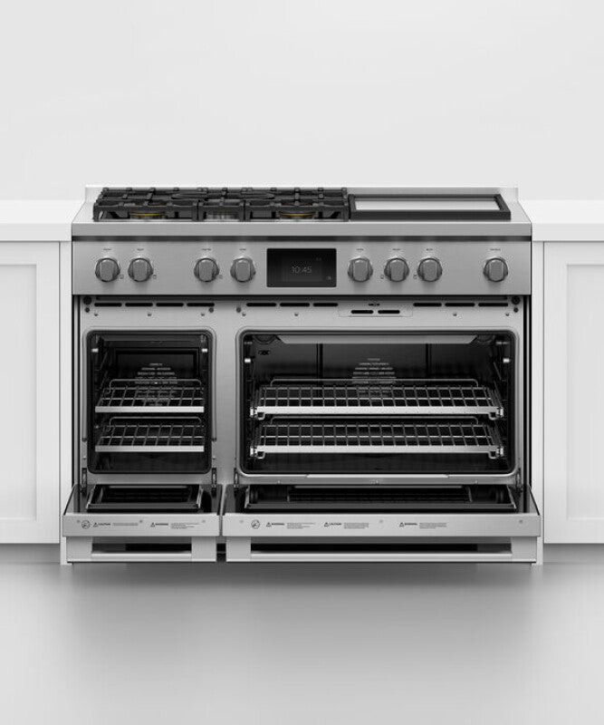 Fisher Paykel  Dual Fuel Range, 48", 5 Burners with Griddle, Self-cleaning - Stainless Steel (RDV3485GDN)