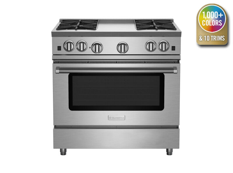 BLUESTAR  36″ Nova (RNB) Series Range with 12″ Griddle - Stainless Steel (RNB364GV2)