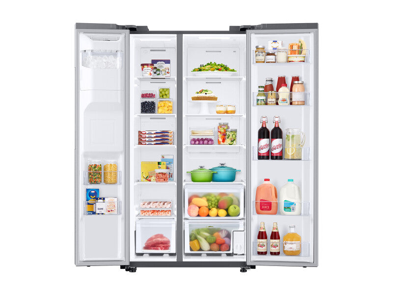 Samsung  27.4 cu. ft. Large Capacity Side-by-Side Refrigerator in Stainless Steel - Fingerprint Resistant Stainless Steel (RS27T5200SRAA)