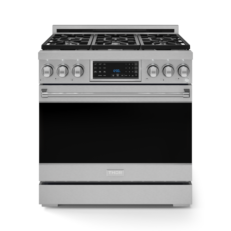 THOR KITCHEN  36 Inch Professional Gas Range With Tilt Panel Touch Control In Stainless Steel Gordon Ramsay Series - Stainless Steel (RSG36)