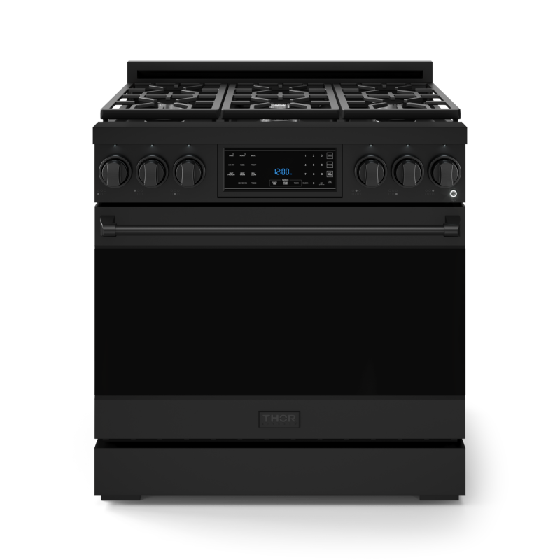 THOR KITCHEN  36 Inch Professional Gas Range With Tilt Panel Touch Control In Black Gordon Ramsay Series - Black (RSG36B)