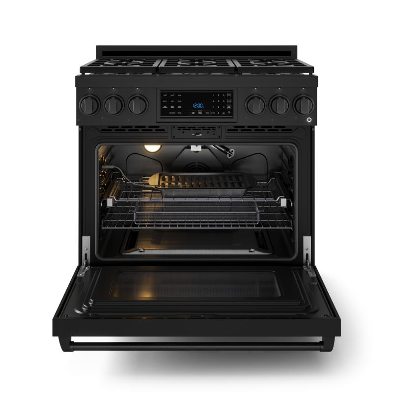 THOR KITCHEN  36 Inch Professional Gas Range With Tilt Panel Touch Control In Black Gordon Ramsay Series - Black (RSG36B)